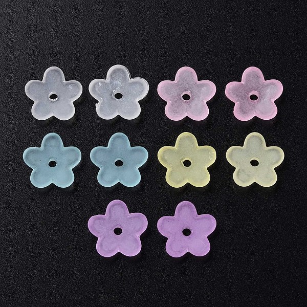 

PandaHall Transparent Acrylic Beads, Frosted, Flower, Mixed Color, 12.5x13x2.5mm, Hole: 1.8mm, about 2439pcs/500g Acrylic Flower Multicolor