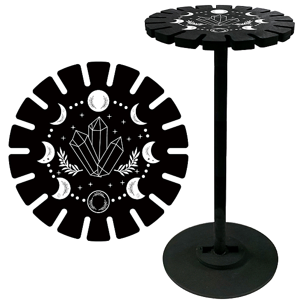 

PandaHall Wooden Wheel, Wooden Display Shelf, Black Holder Stand, Rustic Divination Pendulum Storage Rack, Witch Stuff, Crystal, 120x10mm...