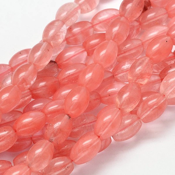 

PandaHall Oval Cherry Quartz Glass Beads Strands, 12x8mm, Hole: 1mm, about 32pcs/strand, 15 inch Cherry Quartz Glass Oval
