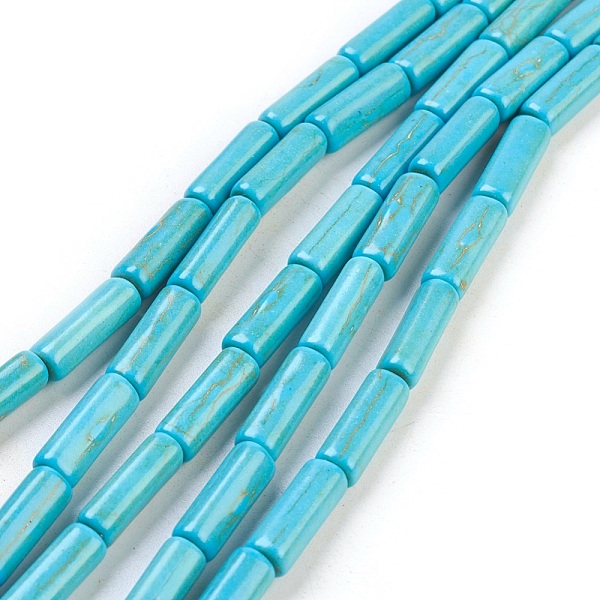 

PandaHall Synthetic Turquoise Beads Strands, Dyed, Column, Turquoise, 13x4mm, Hole: 1mm, about 32pcs/strand, 16 inch Synthetic Turquoise..., Green