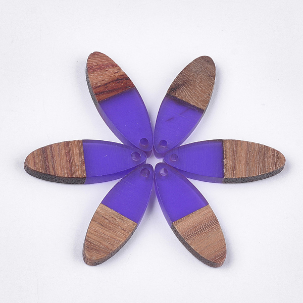 

PandaHall Resin & Walnut Wood Pendants, Horse Eye, Mauve, 28x9.5x3.5~4mm, Hole: 1.8mm Resin+Wood Horse Eye Purple