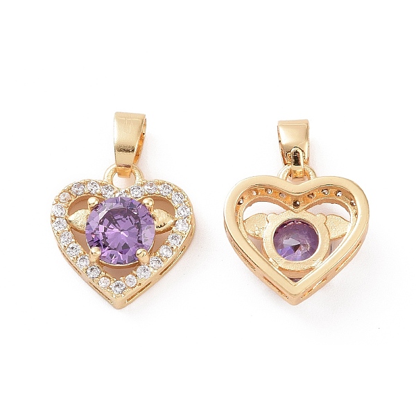 

PandaHall Brass Micro Pave Cubic Zirconia Charms, Heart, Clear & Purple, Real 18K Gold Plated, 13x12.5x5mm, Hole: 4.2x3mm Brass+Cubic...