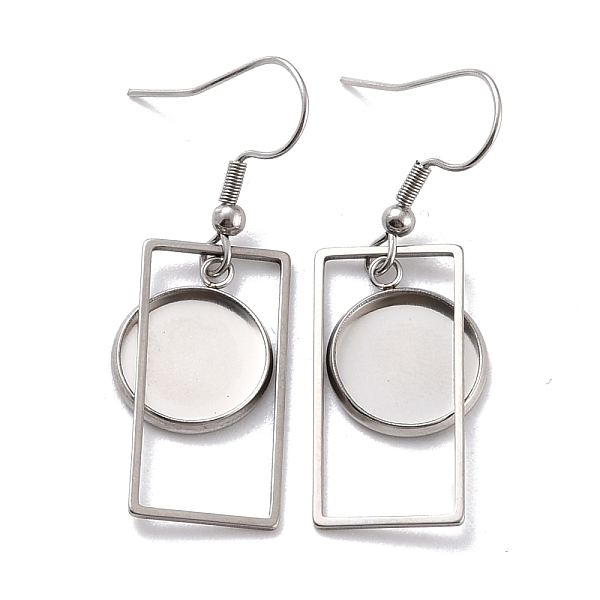 

PandaHall 201 Stainless Steel Earring Hooks, with Rectangle Blank Pendant Trays, Flat Round Setting for Cabochon, Stainless Steel Color...