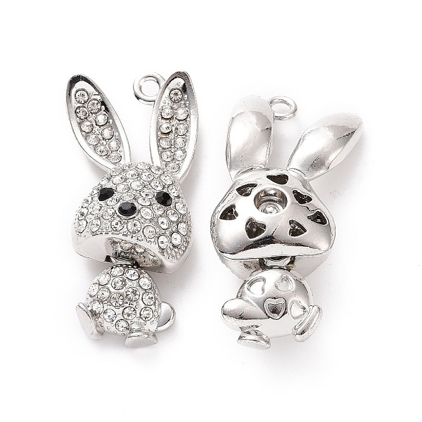 

PandaHall Alloy Pendant with Crystal Rhinestone, Rabbit Charms, Platinum, 56x25.7x15.5mm, Hole: 3.3mm Alloy+Rhinestone Rabbit