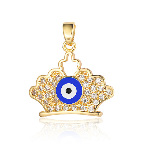 

PandaHall 3Pcs Brass Micro Pave Cubic Zirconia Pendants, Crown with Evil Eye Charms, Real 18K Gold Plated, 22x19x4.4mm Brass+Cubic Zirconia..., Blue