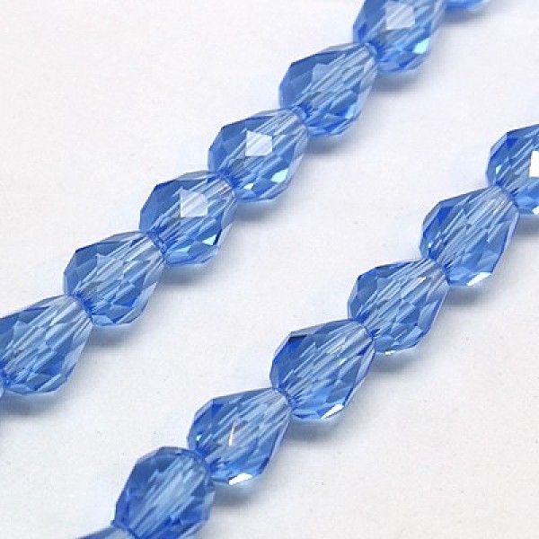 

PandaHall Glass Beads Strands, Faceted, Drop, Royal Blue, 12x8mm, Hole: 1mm, about 56~58pcs/strand, 25~27 inch Glass Teardrop Blue