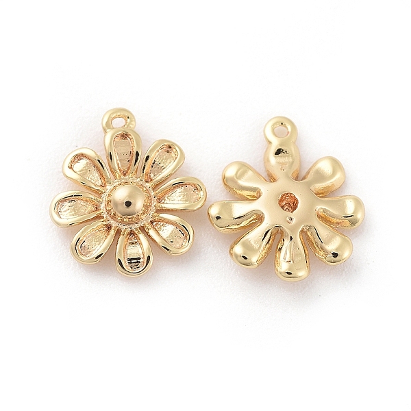

PandaHall Brass Charms, Flower, Nickel Free, Real 18K Gold Plated, 10x8.5x2mm, Hole: 0.6mm Brass Flower