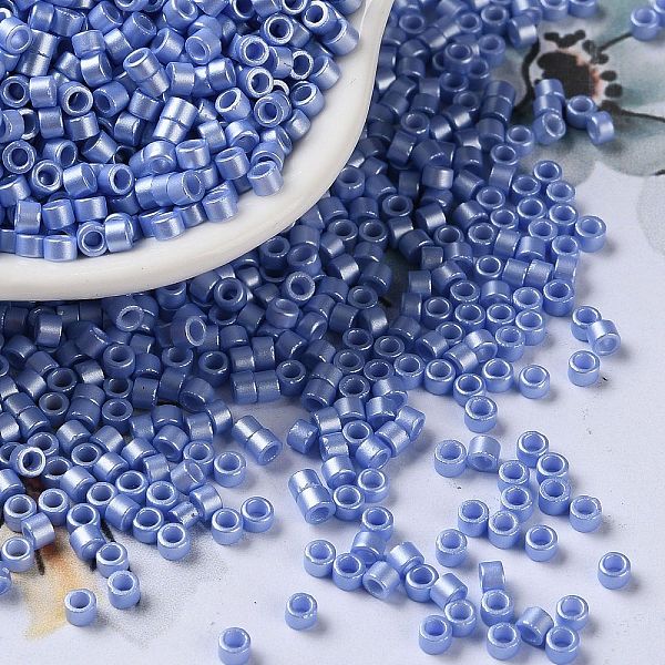 

PandaHall Baking Paint Glass Seed Beads, Cylinder, Cornflower Blue, 2.5x2mm, Hole: 1.4mm, about 5039pcs/50g Glass