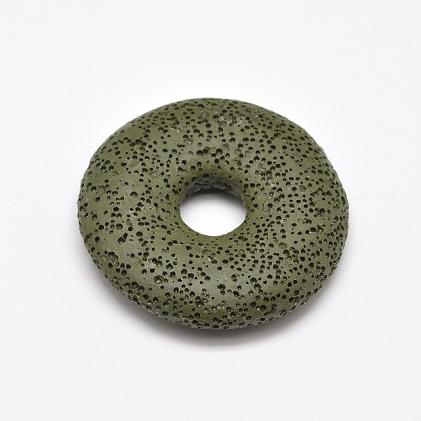 

PandaHall Natural Lava Rock Disc Big Pendants, Dyed, Olive, 50x11mm, Hole: 10mm Lava Rock Donut Green