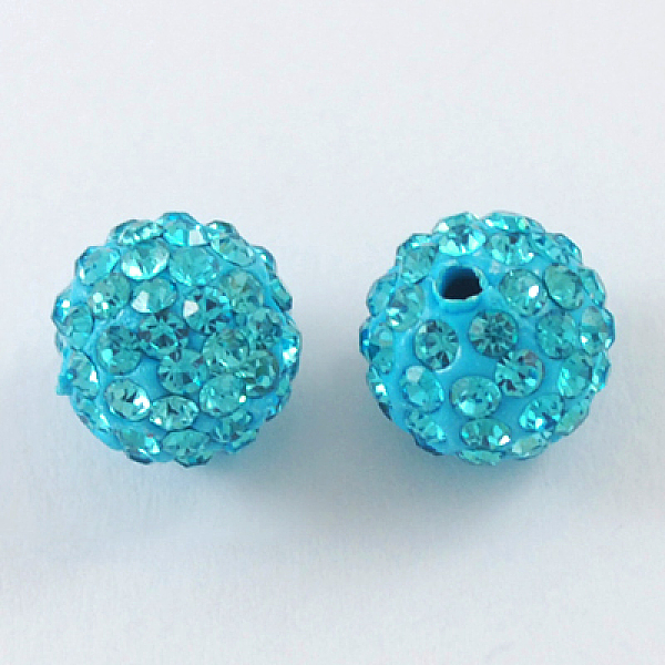 

PandaHall Pave Disco Ball Beads, Polymer Clay Rhinestone Beads, Round, Aquamarine, 10mm, Hole: 1.5mm Polymer Clay+Glass Rhinestone Round..., Cyan