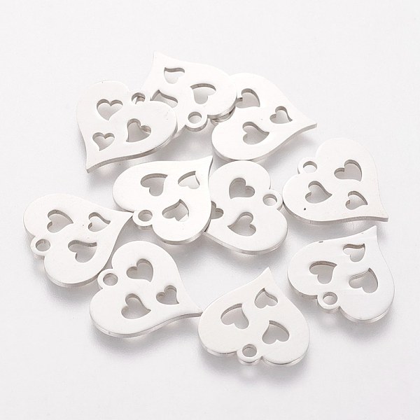 

PandaHall 304 Stainless Steel Charms, Stamping Blank Tag, Heart with Heart, Stainless Steel Color, 14.9x14.7mm 304 Stainless Steel Heart