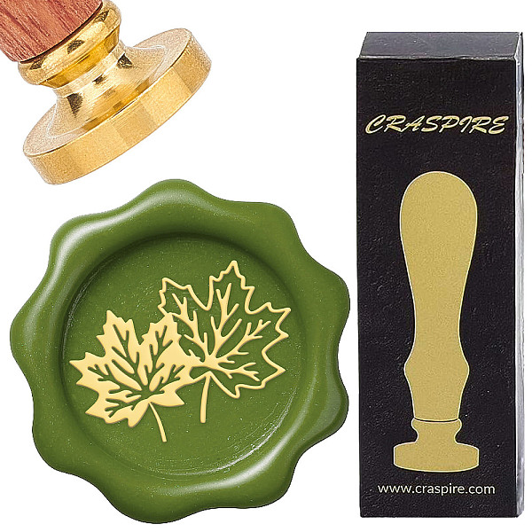 

PandaHall Brass Wax Seal Stamps with Rosewood Handle, for DIY Scrapbooking, Maple Leaf, 25mm Brass Leaf