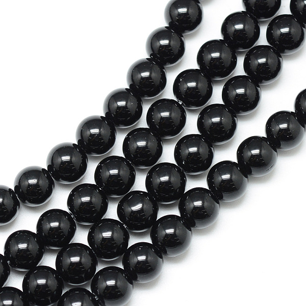 

PandaHall Synthetic Black Stone Bead Strands, Round, 4~5mm, Hole: 1mm, about 95pcs/strand, 15.7 inch Black Stone Round