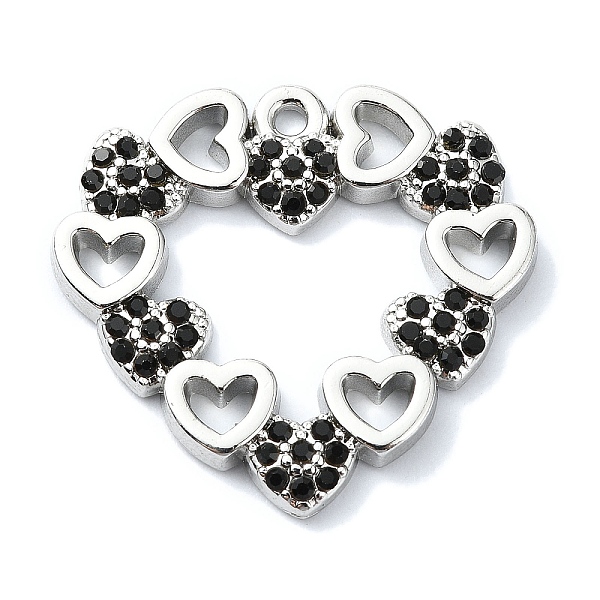 

PandaHall Rack Plating Alloy with Rhinestone Pendants, Heart, Platinum, 25x27x3mm, Hole: 1.6mm Alloy+Rhinestone Heart Black