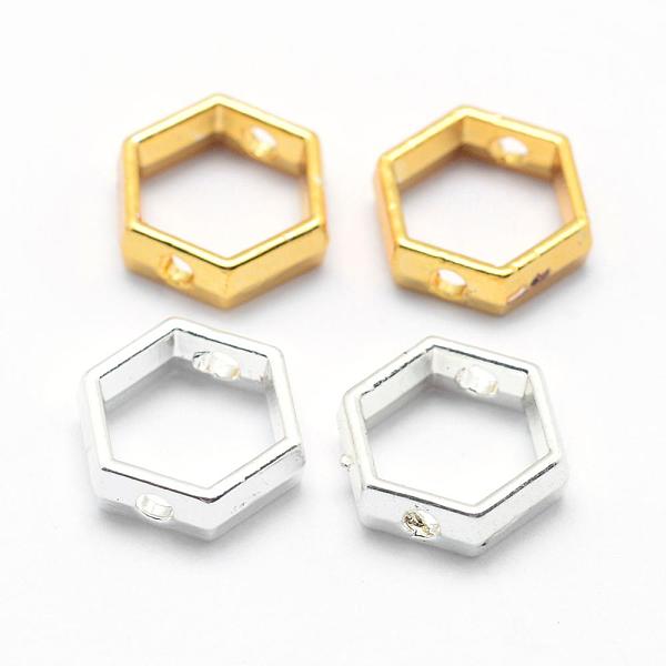 

PandaHall Long-Lasting Plated Alloy Bead Frame, Hexagon, Mixed Color, 8.5x8.5x3mm, Hole: 1mm Alloy Hexagon