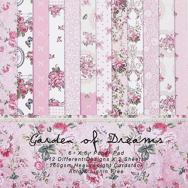 

PandaHall CRASPIRE 24 Sheets Vintage Floral Scrapbook Paper Pad Flower 12 Style Single-Side Cardstock Background Border Paper for Journal...