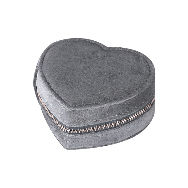 

PandaHall Heart Velvet Jewelry Storage Zipper Boxes, Jewelry Organizer Travel Case, for Necklace, Ring Earring Holder, Gray, 9.5x10.4x4.3cm...