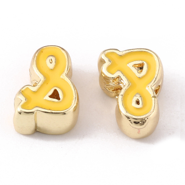 

PandaHall Rack Plating Alloy Enamel Beads, Cadmium Free & Nickel Free & Lead Free, And Symbols, Light Gold, Yellow, 10x7x4mm, Hole: 1.8mm...