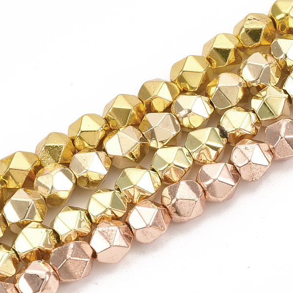 

PandaHall Electroplate Non-magnetic Synthetic Hematite Beads Strands, Star Cut Round Beads, Faceted, Mixed Color, 4x4x4mm, Hole: 1mm, about...