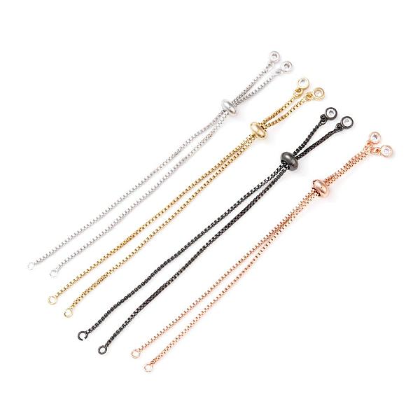 

PandaHall Brass Chain Bracelet Making, with Cubic Zirconia, Slider Bracelets Making, Cadmium Free & Nickel Free & Lead Free, Mixed Color..., Clear