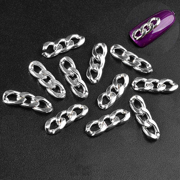 

PandaHall Metal Curb Twisted Chain, Nail Art Decoration Accessories, Platinum, 14mm, about 10pcs/bag Metal Others