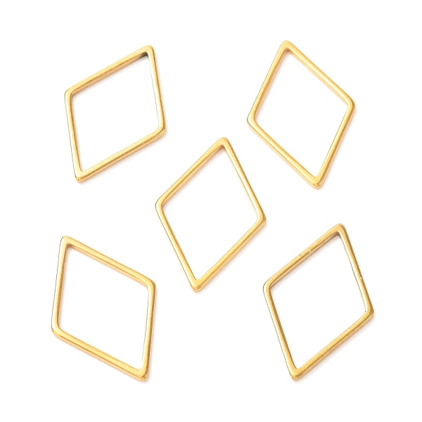 

PandaHall 201 Stainless Steel Linking Rings, Rhombus, Golden, 20x12.5x1mm 201 Stainless Steel Rhombus