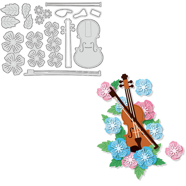 

PandaHall BENECREAT Violin Cutting Dies Flowers Leaves Embossing Stencils Die Cuts Template 5.6x4.1inch for Paper Card Making Decoration DIY...