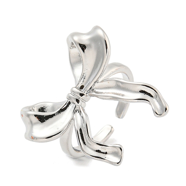 

PandaHall Bowknot Brass Cuff Rings, Open Rings for Women, Real Platinum Plated, Adjustable Brass Bowknot