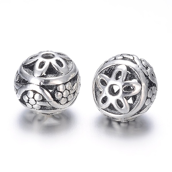 

PandaHall Alloy Beads, Round, Hollow, Antique Silver, 10mm, Hole: 1mm Alloy Round