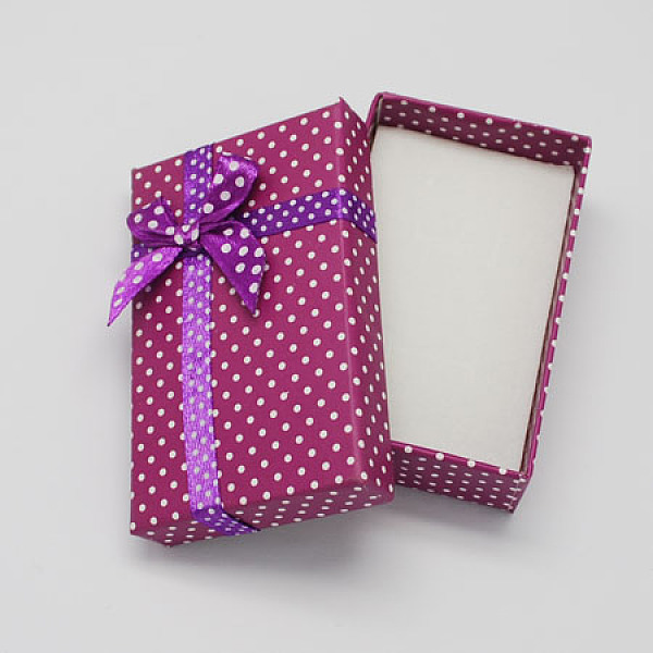 

PandaHall Cardboard Necklace Boxes with Bowknot and Sponge Inside, for Necklaces and Pendants, Rectangle, Purple, 80x50x25mm Paper Rectangle...