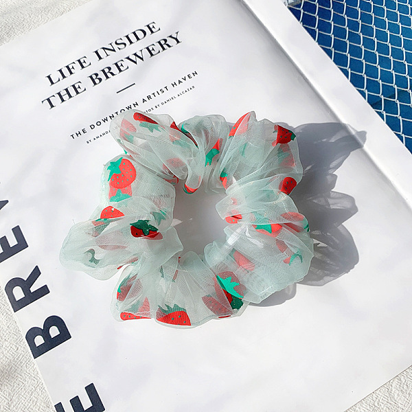 

PandaHall Strawberry Pattern Organza Elastic Hair Accessories, for Girls or Women, Scrunchie/Scrunchy Hair Ties, Medium Turquoise, 110x45mm...
