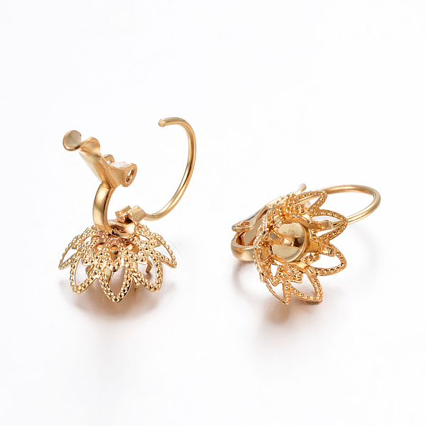 

PandaHall 304 Stainless Steel Leverback Earring Findings, Flower, Golden, Tray: 4mm, 19.5x10.5x12.5mm, Pin: 0.7mm 304 Stainless Steel