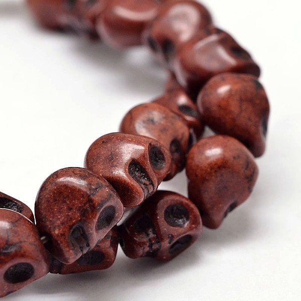 

PandaHall Dyed Synthetic Turquoise Bead Strands, Skull, Saddle Brown, 8x6x7mm, Hole: 1mm, about 48~49pcs/strand, 15.3~15.5 inch Synthetic...