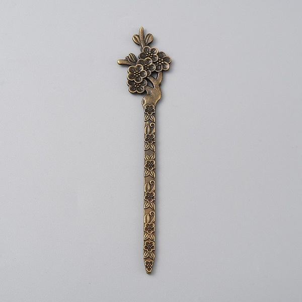 

PandaHall Alloy Plum Bossom Hair Sticks, Hair Accessories for Women, Antique Bronze, 133x28x4mm Alloy
