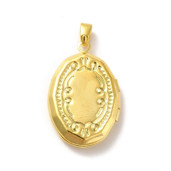 

PandaHall Rack Plating Brass Locket Pendants, Oval, Golden, 24x16x4mm, Hole: 4.5x3mm, Inner Diameter: 14.5x10mm Brass Oval