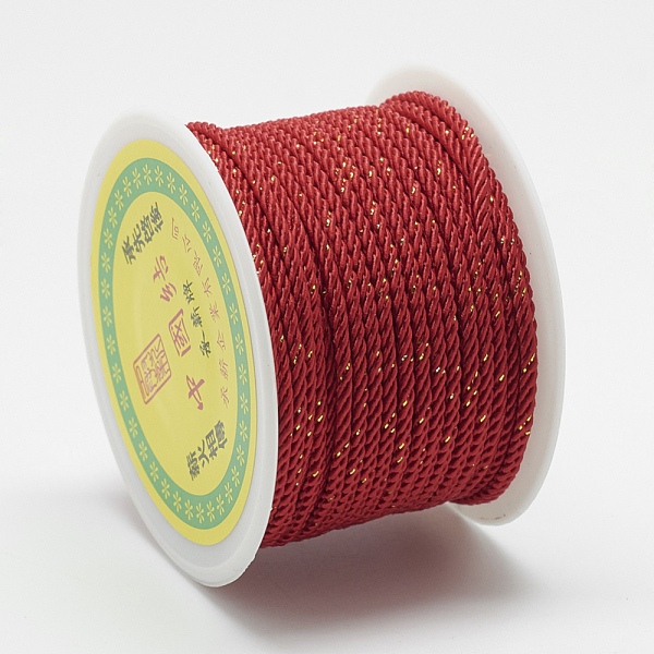 

PandaHall Metallic Stain Beads String Cords, Nylon Mouse Tail Cord, Red, 2.5~3mm, about 27.34 yards(25m)/roll Nylon+Metallic Cord Red