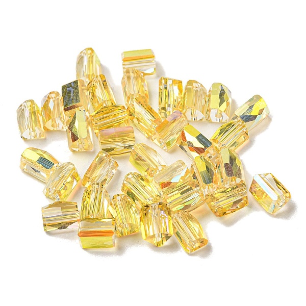 

PandaHall Electroplate Glass Beads, Faceted, Triangle, Gold, 7.5x5.5x6mm, Hole: 1.2mm, 100pcs/bag Glass Triangle Gold