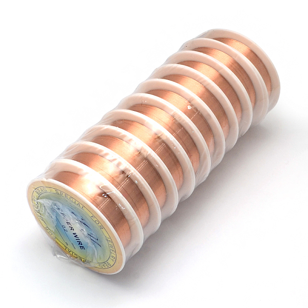 PandaHall Round Copper Jewelry Wire, Chocolate, 24 Gauge, 0.5mm, about 26.24 Feet(8m)/roll, 10 rolls/group Copper Round Brown