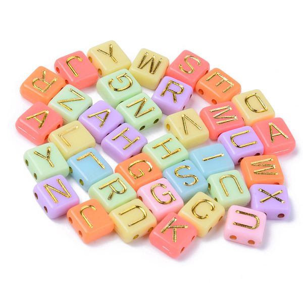 

PandaHall Acrylic Multi-Strand Links, for Tile Elastic Bracelets Making, Rectangle with Mixed Golden Plated Letter, Mixed Color, 8.5x7.5x4mm..., Multicolor