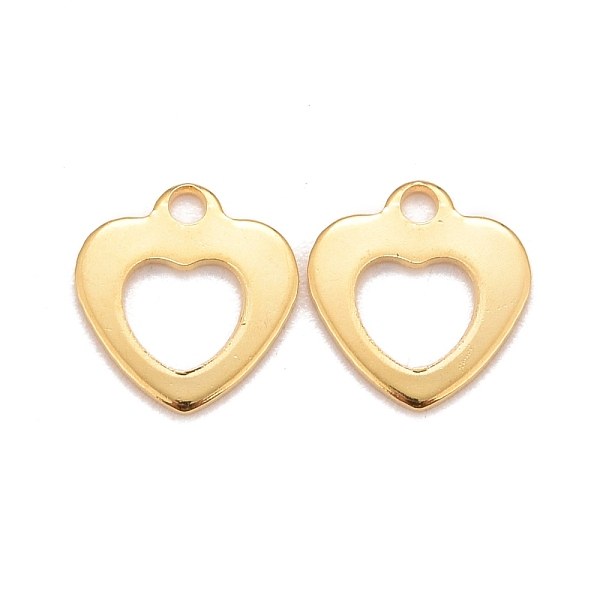 

PandaHall 201 Stainless Steel Charms, Heart, Real 24k Gold Plated, 10x9x0.8mm, Hole: 1.4mm 201 Stainless Steel Heart