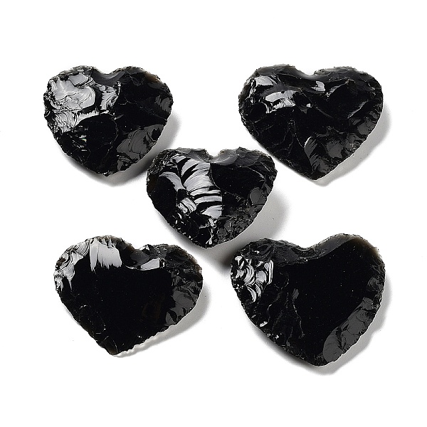 

PandaHall Hammered Natural Obsidian Healing Stones, Heart Love Stones, Pocket Palm Stones for Reiki Ealancing, 30.5~35.5x33~38x8~12mm...