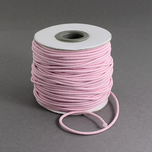 

PandaHall Round Elastic Cord, with Nylon Outside and Rubber Inside, Pink, 2mm, about 43.74 yards(40m)/roll Elastic Fibre Round Pink
