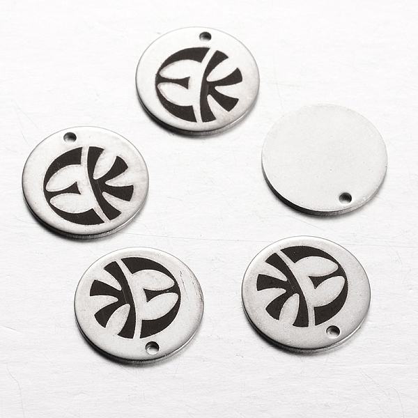 

PandaHall Spray Painted Stainless Steel Charms, Flat Round with Pattern, Stainless Steel Color, 14x1mm, Hole: 1mm Stainless Steel Flat Round