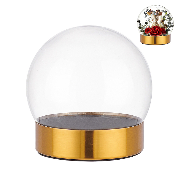 

PandaHall Clear Glass Dome, 5.04×4.72 Inch Ball-Shaped Clear Glass Display Case with 304 Stainless Steel Base Decorative Display Dome Case...