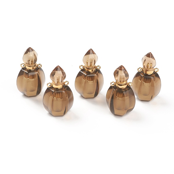 

PandaHall Faceted Natural Smoky Quartz Pendants, Openable Perfume Bottle, with Golden Tone Brass Findings, 32~33x17~18x16mm, Hole: 2mm...