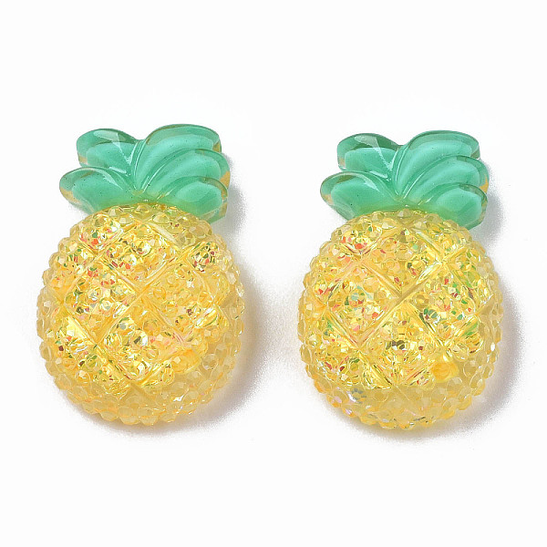 

PandaHall Transparent Resin Decoden Cabochons, with Glitter Powder, Pineapple, Gold, 23.5x16x8.5mm Epoxy Resin Fruit Gold