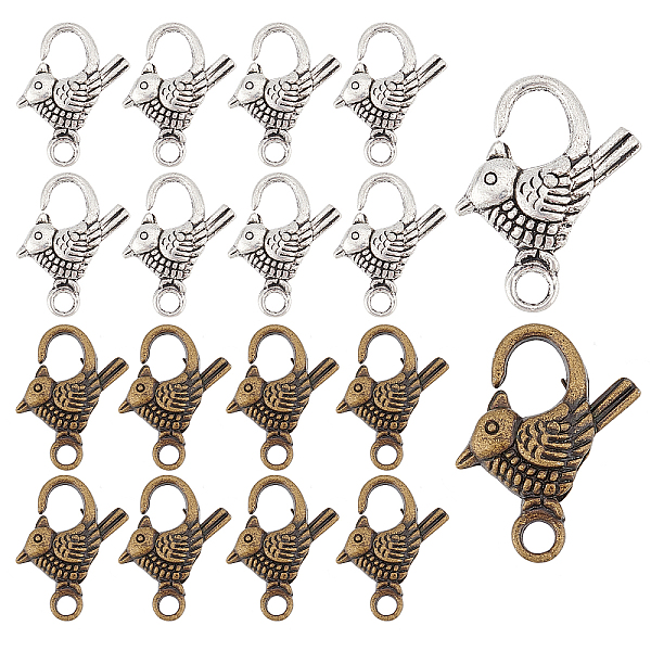 

PandaHall 20pcs Lobster Claw Clasps, Bird Lobster Clip Hooks Tibetan Alloy Animal Jewellery Clasps Antique Metal Fastener Hook for DIY...