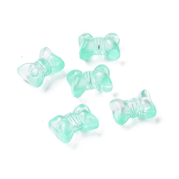

PandaHall Transparent Spray Painted Glass Beads, Bowknot, Aquamarine, 10x14x8mm, Hole: 1mm Glass Bowknot Green