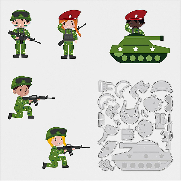 

PandaHall BENECREAT 10.9x9cm Human Soldiers Metal Cutting Dies, Tank, Camouflage, Helmet Die Cuts Embossing Stencil for Card Making...