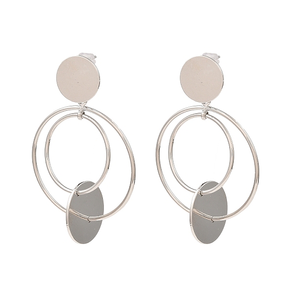 

PandaHall Brass Ear Studs, Round, Real Platinum Plated, 55x33.5mm Brass Ring